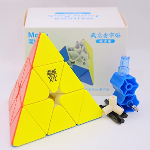 Bukefuno MoYu Weilong 3x3 Pyramide Magnetische Magie Geschwindigkeit Puzzle Moyu 3x3x3 Magisches Flaggschiff Magnetische Pyraminx Aufkleberlose 3x3 Würfel von Bukefuno