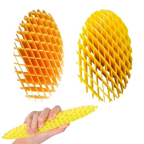 2 Pcs Fidget Wurm Spielzeug, Formwandelnder Magische Wurm Spielzeug, Squeeze Stretchy Toy, 10cm, Sensory Toys, Knallender Wurm Dehnbares Spielzeug Für Kinder & Erwachsene(Orange Und Gelb) von Bukezudang