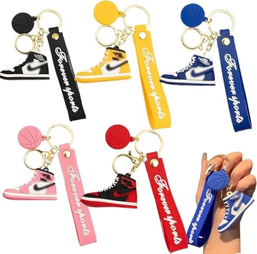 Bukezudang Sneaker Schlüsselanhänger Sport, Geschenk Basketball Keychain Mini Schuh, Schlüsselanhänger Schuhe, für Männer Frauen Kinder Geschenk Autos Taschen Schlüsselanhänger, 5 Stück von Bukezudang