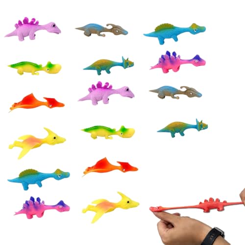 Schleuder Dinosaurier Spielzeug, Schleuder Dinosaurier, Slingshot Dinosaur Finger Toys, styroporflieger dinosaurier, Drachenkind Schleuder, Für Kinder, Jungengeschenk Zufällige Farbe(24 Stücke) von Bukezudang