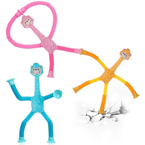 Teleskop-Saugnapf Alpaka Spielzeug,Telescopic Suction Cup Alpaca Toys, Sensorisches Alpaka Spielzeug, Lustiges Pädagogisches Stressabbau-Spielzeug für Kinder und Erwachsene, 3 Stück von Bukezudang