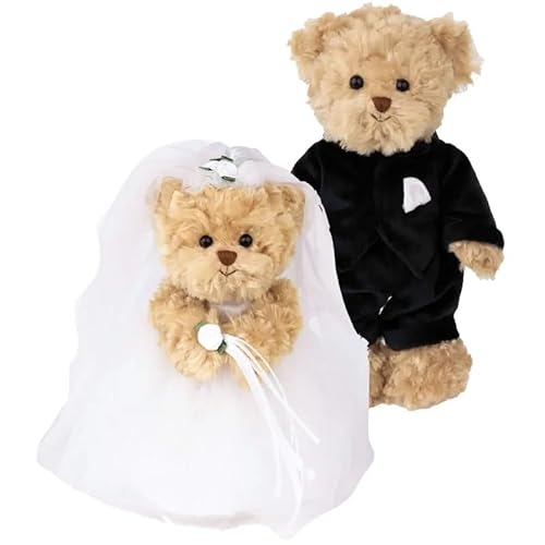 Bukowski Teddybär Braut braun/weiß mit Brautkleid 25 cm Plüschteddybär von Bukowski