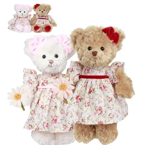 Bukowski Teddybär Cataleya mit Kleid braun/rot/rosa 25 cm Plüschteddybär von Bukowski