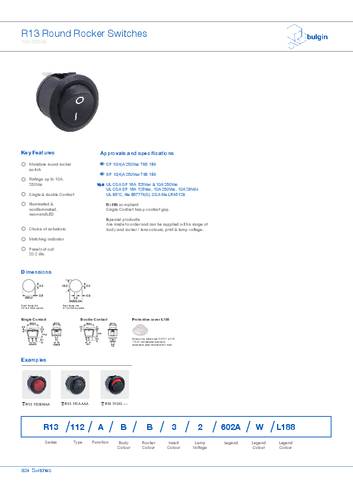 Bulgin R13112AAAA Wippschalter von Bulgin