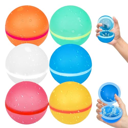 6 Stück Wasserbomben Wiederverwendbar, Selbstschließend Silicone Water Ball, Wasserspielzeug Schnelles Befüllen, Reusable Water Balloons, Wasserballons Magnetisch für Kinder Erwachsene Outdoor Party von Bull Tiger Prestige