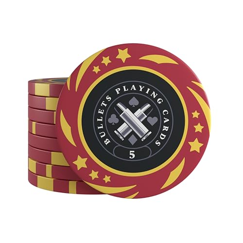 Bullets Playing Cards, 25x Kunststoff Pokerchips Janice für Pokerset, Wert 5, 4cm Durchmesser, Farbe Rot Bullets Playing Cards, 25x Kunststoff Pokerchips Janice für Pokerset, Wert 5, 4cm Durchmesser, Farbe Rot von Bullets Playing Cards