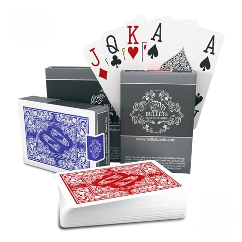 Bullets Playing Cards - 54 Plastik Pokerkarten - Doppelpack - 4 Eckzeichen - Jumbo-Index - inklusive Cut-Card - Wasserfest - Spielkarten von Bullets Playing Cards