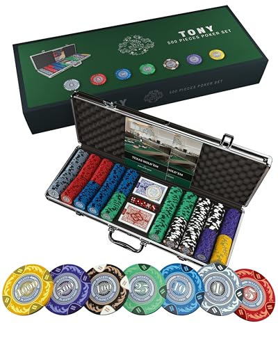 Bullets Playing Cards, Designer Pokerkoffer Tony Deluxe Pokerset mit 500 Clay Pokerchips von Bullets Playing Cards