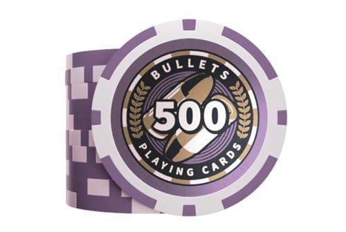 Bullets Playing Cards, Plastik Poker Chips, Christopher mit Werten, 25er Rolle (Lila (500er)) von Bullets Playing Cards