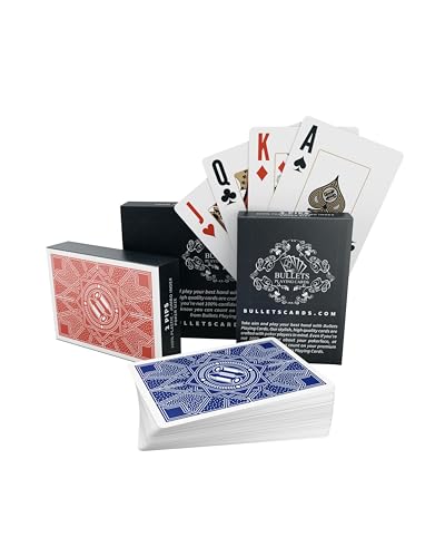 Bullets Playing Cards, Plastik Pokerkarten Paulie, Doppelpack Spielkarten, 2 Eckzeichen, Jumbo Index von Bullets Playing Cards