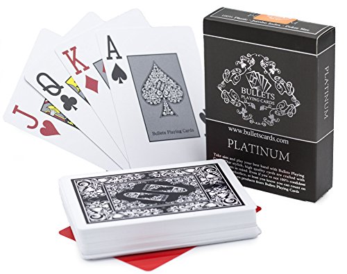 Bullets Playing Cards, Premium Pokerkarten Platinum mit Zwei Eckzeichen, Inklusive Cut-Card, Deluxe Kartenspiele mit Jumbo Index, Profi Premium Spielkarten für Texas Holdem Poker von Bullets Playing Cards