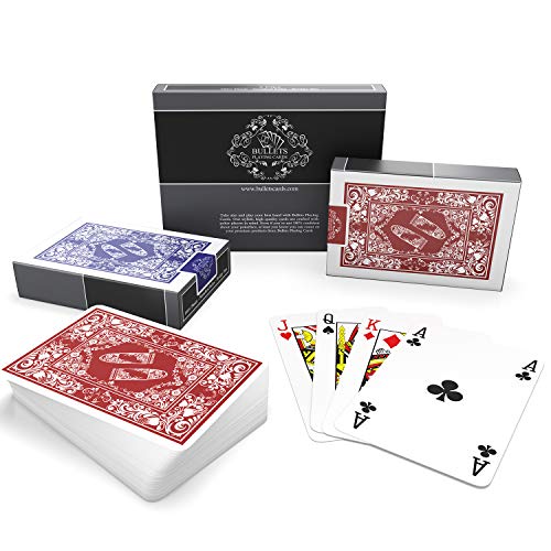 Bullets Playing Cards - wasserfeste Plastik Spielkarten - Bridge Size - Standard Index - Pokerkarten - Kartenspiel - Skatkarten - Doppelpack - 4 Eckzeichen von Bullets Playing Cards