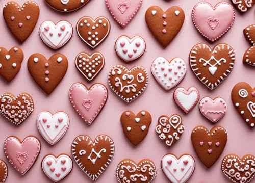 Bullglesup Puzzle für Erwachsene 1000 Teile, Valentine Cookies mit Poster, Teile Passen Perfekt Ineinander Buchstaben Auf der Rückseite Kein Staub, Geschenk für Ältere Senioren (70 x 50cm) von Bullglesup