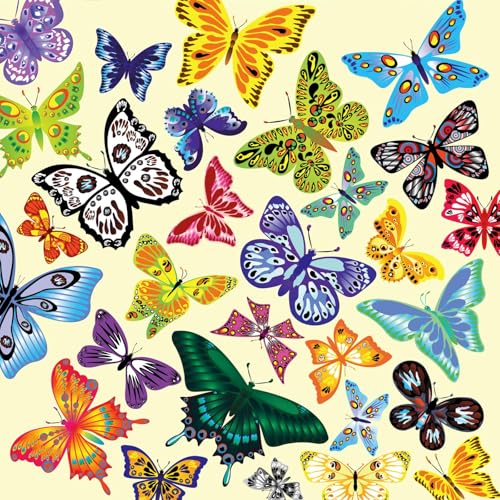 Bullglesup Puzzle für Erwachsene 1024 Teile, Colorful Butterfly mit Poster, Teile Passen Perfekt Ineinander Buchstaben Auf der Rückseite Kein Staub, Geschenk für Ältere Senioren (50 x 50cm) von Bullglesup