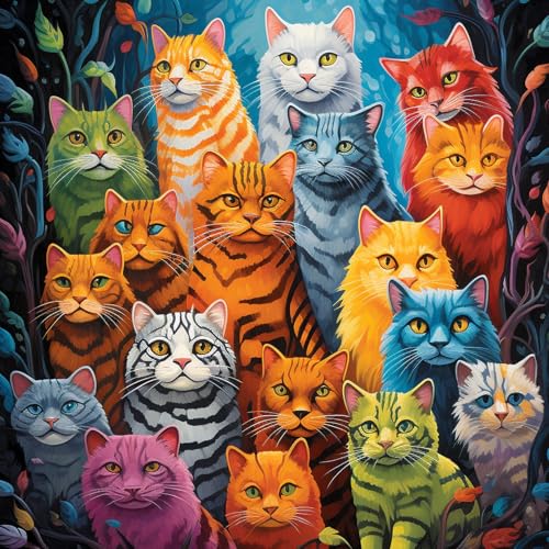 Bullglesup Puzzle für Erwachsene 1024 Teile, World of Feline mit Poster, Teile Passen Perfekt Ineinander Buchstaben Auf der Rückseite Kein Staub, Geschenk für Ältere Senioren (50 x 50cm) von Bullglesup