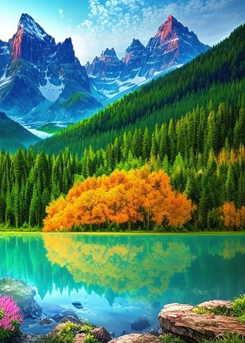 Bullglesup Puzzles für Erwachsene, 1000 Teile, Bergsee-Puzzle mit Poster-Buchstaben auf der Rückseite, einzigartige Teile, passen gut, staubfrei, 69,8 x 49,8 cm Bullglesup Puzzles für Erwachsene, 1000 Teile, Bergsee-Puzzle mit Poster-Buchstaben auf der Rückseite, einzigartige Teile, passen gut, staubfrei, 69,8 x 49,8 cm von Bullglesup