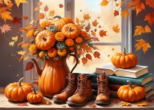 Bullglesup Puzzles für Erwachsene, 1000 Teile, Kürbisse und Bücher, Puzzle mit Poster-Buchstaben auf der Rückseite, einzigartige Teile, passen gut, staubfrei, 69,8 x 49,8 cm Bullglesup Puzzles für Erwachsene, 1000 Teile, Kürbisse und Bücher, Puzzle mit Poster-Buchstaben auf der Rückseite, einzigartige Teile, passen gut, staubfrei, 69,8 x 49,8 cm von Bullglesup