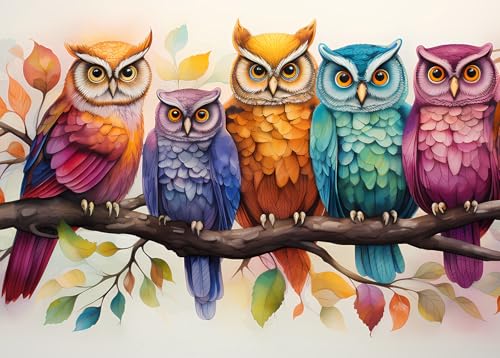 Bullglesup Puzzles für Erwachsene, 1000 Teile, buntes Eulen-Puzzle mit Poster-Buchstaben auf der Rückseite, einzigartige Teile, passen gut, staubfrei, 69,8 x 49,8 cm Bullglesup Puzzles für Erwachsene, 1000 Teile, buntes Eulen-Puzzle mit Poster-Buchstaben auf der Rückseite, einzigartige Teile, passen gut, staubfrei, 69,8 x 49,8 cm von Bullglesup