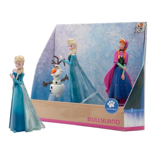 Bullyland 13446 - Spielfiguren Set Prinzessin Elsa, Anna und Olaf aus Walt Disney Die Eiskönigin, detailgetreu, ideal als kleines Geschenk für Kinder ab 3 Jahren von Bullyland