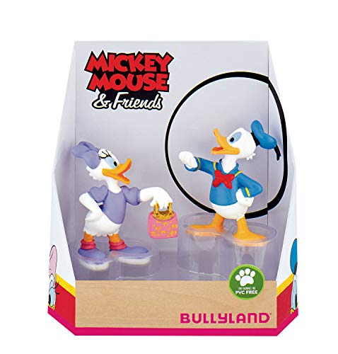 Bullyland 15084 - Spielfigurenset, Walt Disney Mickey Mouse Geschenkset-Donald und Daisy, liebevoll handbemalte Figuren, PVC-frei, tolles Geschenk für Jungen und Mädchen zum fantasievollen Spielen von Bullyland