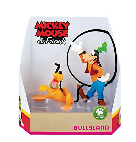 Bullyland 15085 - Spielfigurenset, Walt Disney Mickey Mouse Geschenkset-Pluto und Goofy, liebevoll handbemalte Figuren, PVC-frei, tolles Geschenk für Jungen und Mädchen zum fantasievollen Spielen von Bullyland