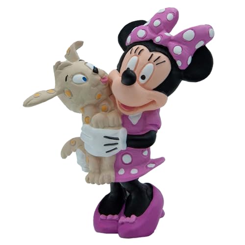 Bullyland 15329 - Spielfigur Walt Disney Minnie Mouse mit Hund, ca. 7 cm, detailgetreu, ideal als kleines Geschenk für Kinder ab 3 Jahren von Bullyland