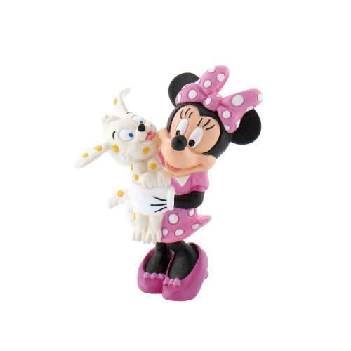 Bullyland 15329 - Spielfigur Walt Disney Minnie Mouse mit Hund, ca. 7 cm, detailgetreu, ideal als kleines Geschenk für Kinder ab 3 Jahren von Bullyland