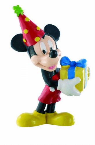 Bullyland 15338 - Spielfigur Walt Disney Mickey Mouse mit Geschenk, ca. 7,6 cm, detailgetreu, ideal als kleines Geschenk für Kinder ab 3 Jahren von Bullyland