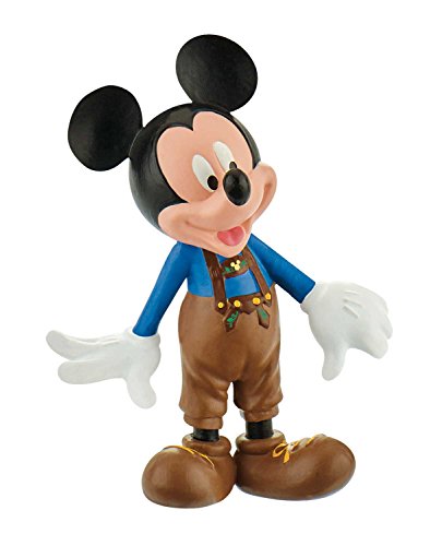 Bullyland 15390 - Spielfigur, Walt Disney Mickey in Lederhose, ca. 7 cm groß, liebevoll handbemalte Figur, PVC-frei, tolles Geschenk für Jungen und Mädchen zum fantasievollen Spielen von Bullyland