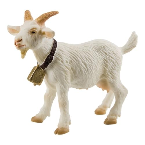 Bullyland 62318 - Spielfigur Ziege weiß, ca. 9 cm große Tierfigur, detailgetreu, PVC-frei, ideal als kleines Geschenk für Kinder ab 3 Jahren von Bullyland