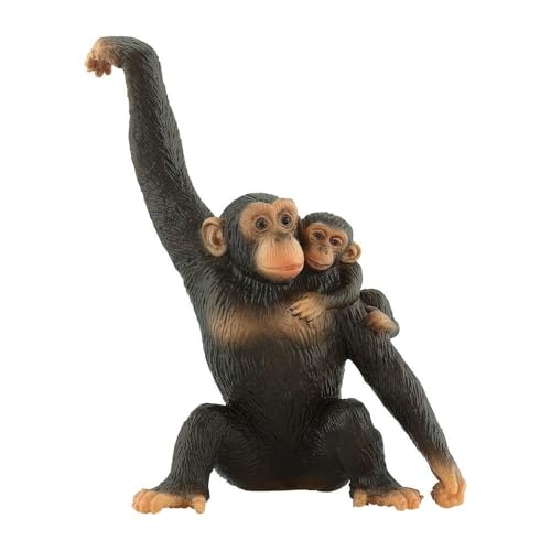 Bullyland 63594 - Spielfigur Schimpansin mit Baby, ca. 10,5 cm große Tierfigur, detailgetreu, PVC-frei, ideal als kleines Geschenk für Kinder ab 3 Jahren von Bullyland