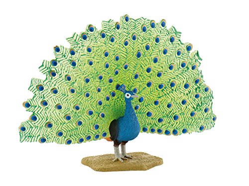 Bullyland 69390 - Spielfigur Pfau, ca. 8,6 cm große Tierfigur, detailgetreu, PVC-frei, ideal als kleines Geschenk für Kinder ab 3 Jahren von Bullyland