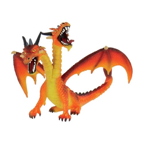 Bullyland 75598 - Spielfigur Drache mit 2 Köpfen Orange-Gelb, ca. 9,2 cm, detailgetreu, PVC-frei, ideal als kleines Geschenk für Kinder ab 3 Jahren von Bullyland