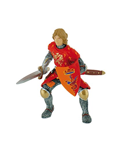 Bullyland 80786 - Spielfigur Prinz in roter Rüstung mit Schild und Schwert, ca. 8 cm, detailgetreu, PVC-frei, ideal als kleines Geschenk für Kinder ab 3 Jahren von Bullyland