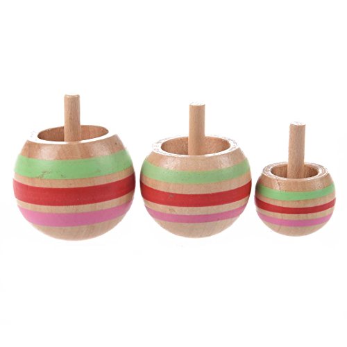 Bumdenuu 3 bunte Kreisel aus Holz, 3 Größen für Kinder von Bumdenuu