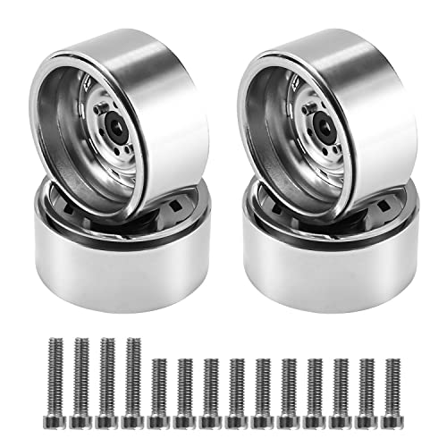 Bumdenuu 4 Stück 1,9 Zoll Metall Beadlock Wheel Hub Felge für 1/10 RC Crawler Car Silber von Bumdenuu