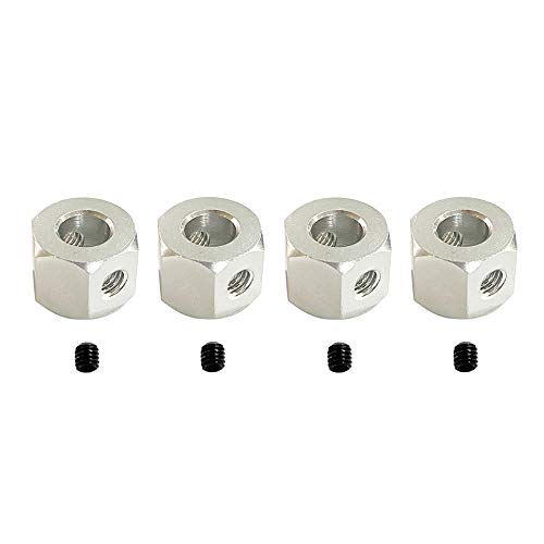 Bumdenuu 4 Stück 5 mm bis 12 mm Hexagonaler Radnabenadapter aus Metall für WPL D12 C14 C24 B14 B16 MN D90 D91 Upgrade für RC Autos, Silber von Bumdenuu