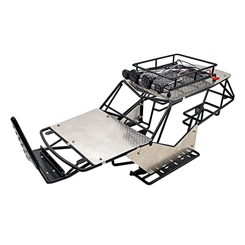 Bumdenuu Für 1/10 Leiter RC Axial Wraith Metal Roll Cage Frame Body mit Dachgepäckträger und Metallbögen, Seitenschritt, Schwarz von Bumdenuu