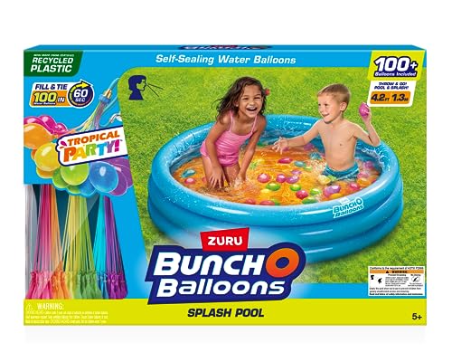 Bunch O Balloons Splash Pool mit 100+ schnell zu füllenden, selbstverschließenden Tropical Party Wasserballons von Bunch O Balloons