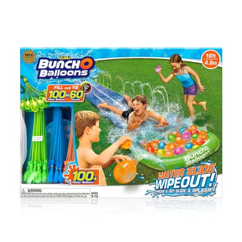 Bunch O Balloons Zuru Water Slide Wipeout – Wasserrutsche inklusive 3 x Bündel Wasserbomben von Bunch O Balloons