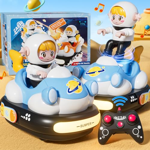 BunnyJOY Ferngesteuertes Auto Mädchen, Autoscooter Ferngesteuert Kinder，RC Bumper Cars, Spielzeug 5 6 7 8 Jahre Junge Kinder, Lichtern und Musik, Geschenk, Blau von BunnyJOY