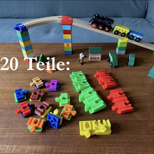 Set: „Erweitert“ - 20 x Brio/Duplo/Lego/Lillabo/IKEA Holzeisenbahn - Adapter Set: „Erweitert“ - 20 x Brio/Duplo/Lego/Lillabo/IKEA Holzeisenbahn - Adapter von Buntiversum