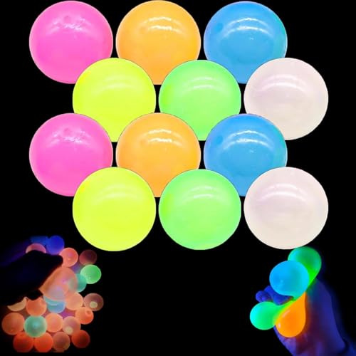 Glow in The Dark Sticky Balls That Stick to The Ceiling | Glorbs Balls, Ceiling Balls, Bounce Back to You,Glorbs Sticky Balls for Ceiling & Wall,Stress Balls for Kids and Adults (12Pcs) von Buobiy