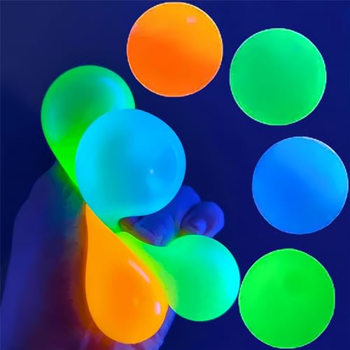 Glow in The Dark Sticky Balls That Stick to The Ceiling | Glorbs Balls, Ceiling Balls, Bounce Back to You,Glorbs Sticky Balls for Ceiling & Wall,Stress Balls for Kids and Adults (8Pcs) von Buobiy