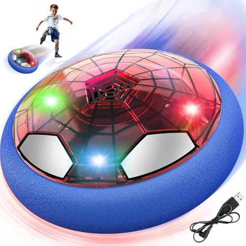 Spider Hover Ball Air Power Fußball Geschenke für Jungs Indoor Fussball mit LED Leucht Schwebender Luftkissen Ball Kickerbälle Eishockey Spiele Kinder Spielzeug ab 3 4 5 6 7 8 9 10 Jahre Junge Mädchen von Buoeuik