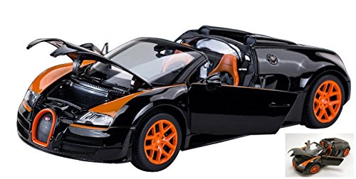 BUGatti VEYRON 16.4 GRAND SPORT 2012 BLACK/ORANGE 1:18 Rastar Auto Straßenwagen Modell die Cast von rastar