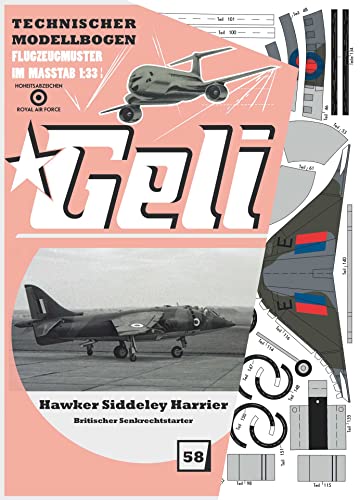 Buosha Hawker Siddeley Harrier Kartonmodell - Grau - Pappe - Kartonmodell - Flugzeug - Dekoration von Buosha