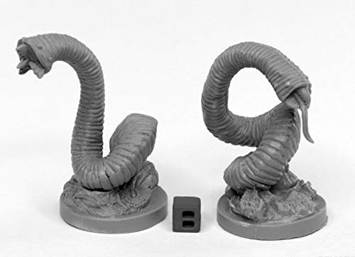 Buosha - 2 x Giant Leeches - Reaper Bones Miniaturenspiel - Grau - Horror - Brettspiel - 120+ Jahre - 2 Stück von Buosha