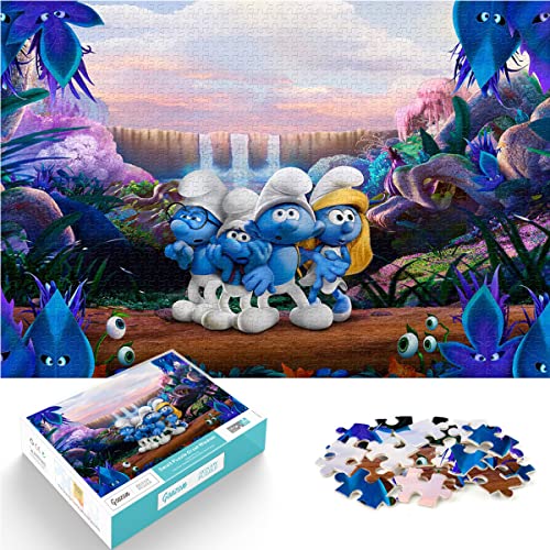 Puzzle 1000 Teile Die Schlümpfe Puzzle Erwachsene und Kinder Puzzle Schwierigkeitsgrad Elf im Pilzhaus Puzzle Lernspiel Spielzeug Familie Dekoration 38x26cm von Buosha