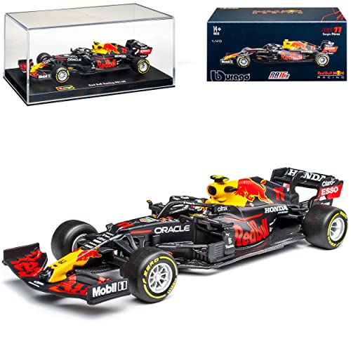 Red Bull RB16B Racing Sergio Perez Nr 11 Formel 1 2021 mit Sockel und Vitrine 1/43 Bburago Modell Auto von binoa